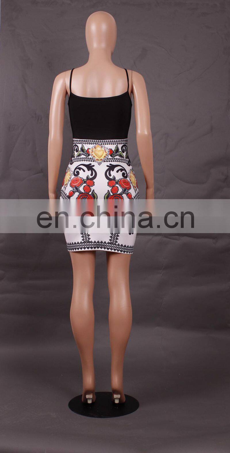 Europe And America Printing Sexy Sling Package Hip Dress