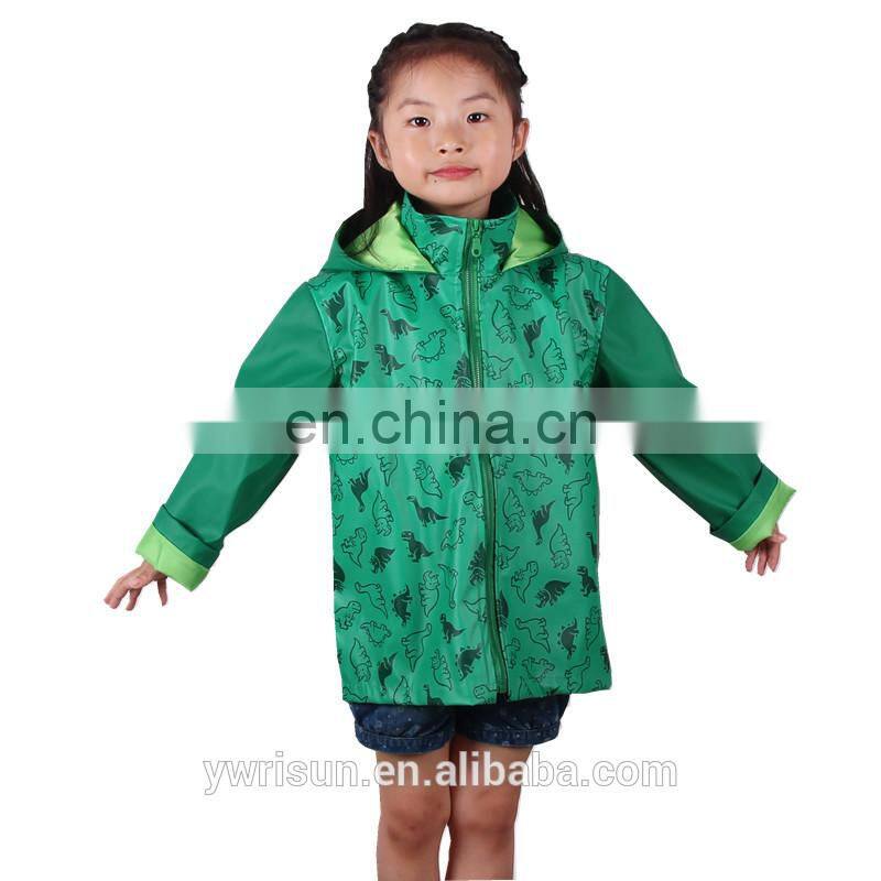 PUKR17004 New Design Kids White PU Rain Jacket For 2-10 Y