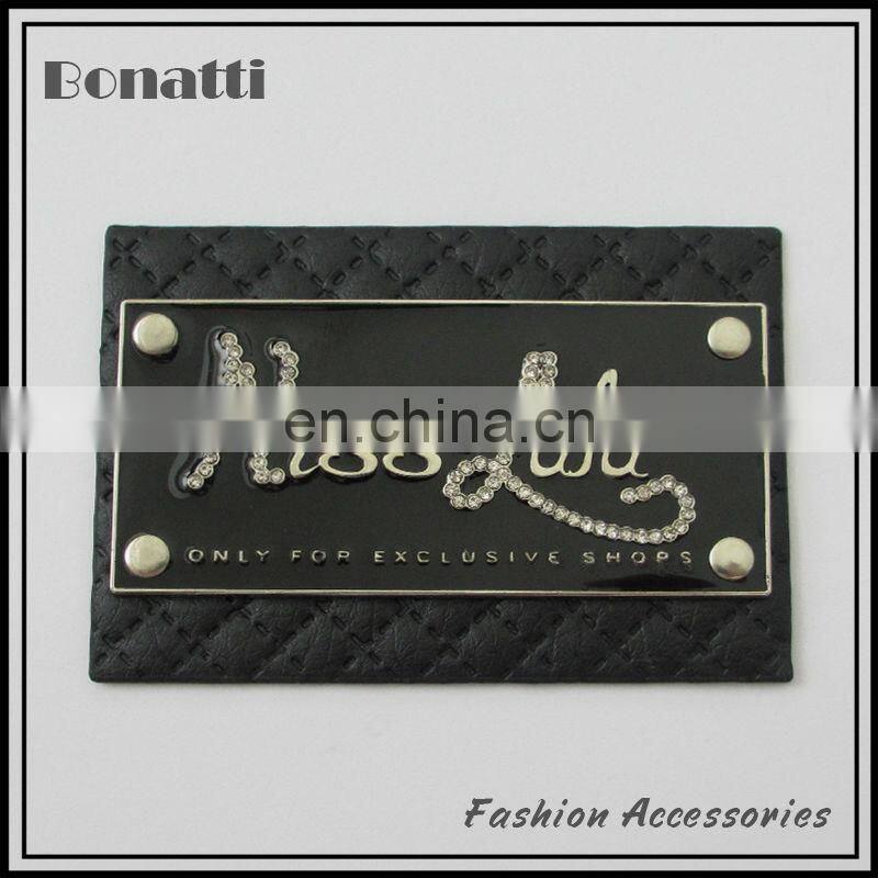 pu leather labels or patches for garment and bags