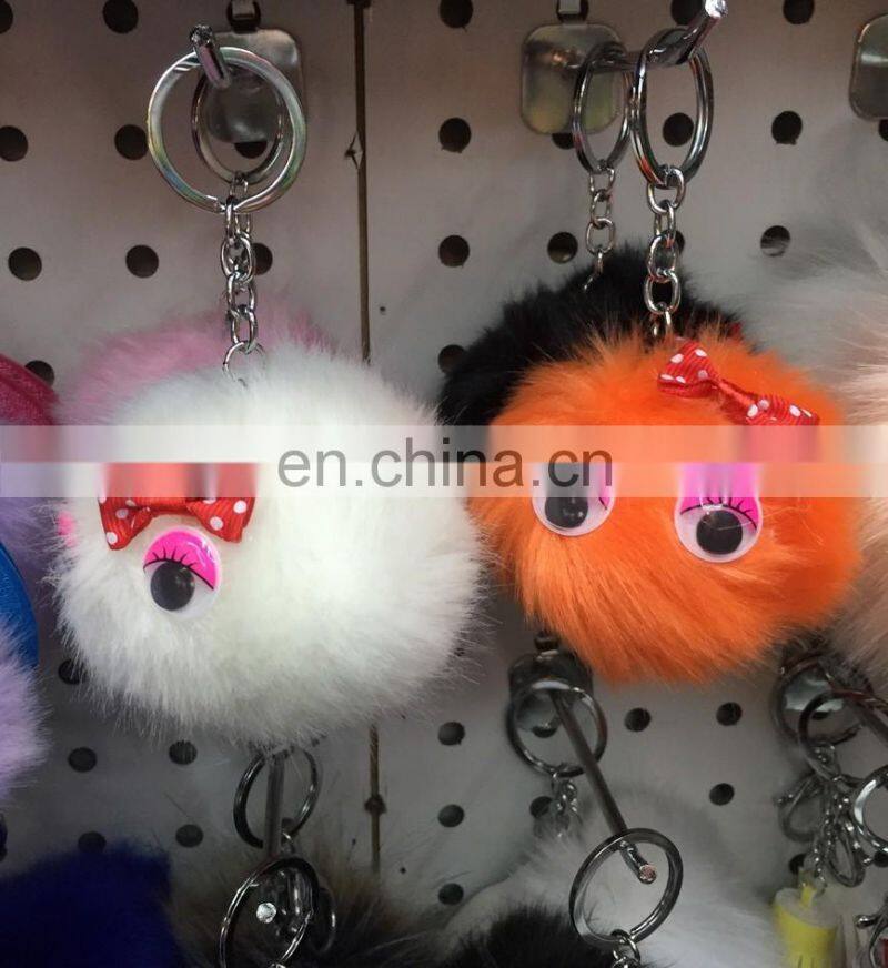 popular selling lovely pom pom key chain large fur bag charms