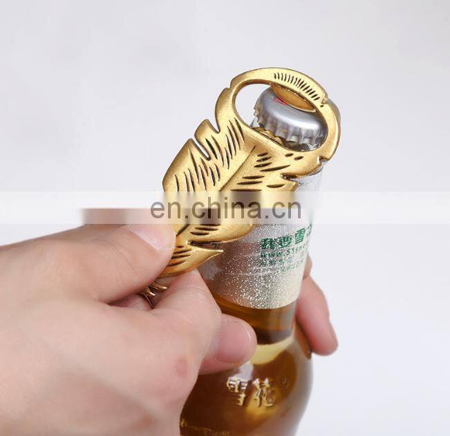 Feather Shape Gold Plated Metal Bottle Opener for wedding return gift