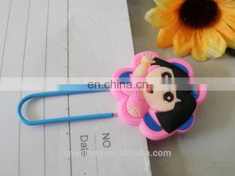 wholesale 3D logo rubber bookmarks/soft pvc book mark for books