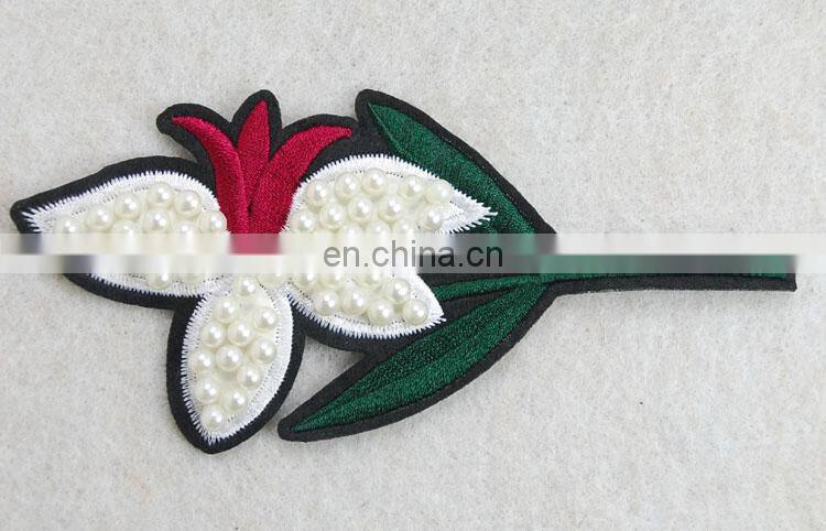 Hot sell pearl beaded applique fashion design flower patch