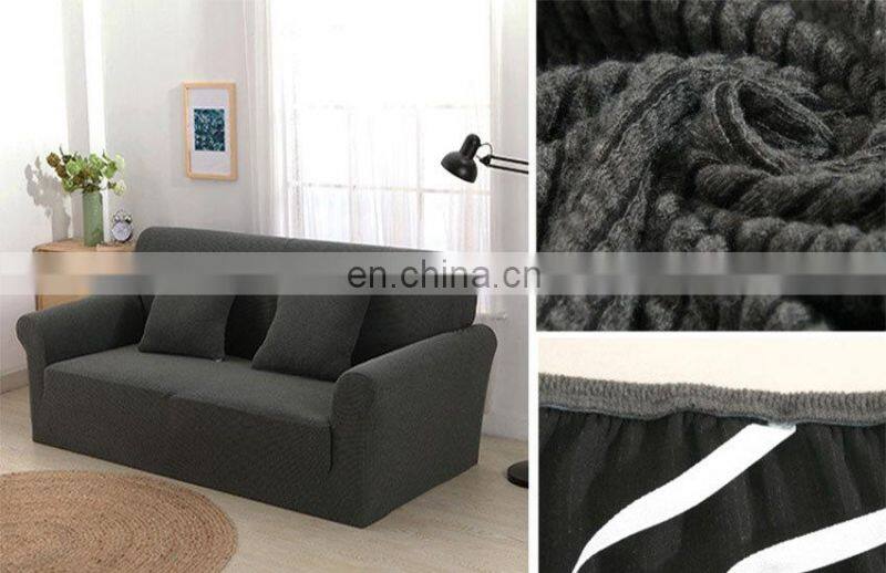 High quality fitted couch cover plain knitting sofa cover