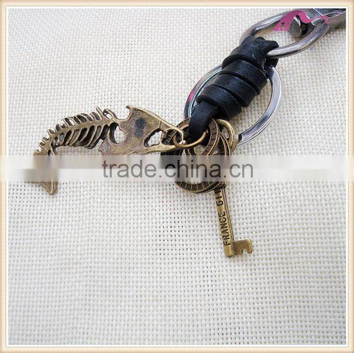 Vintage Punk Fish Braided Rope Keychain For Multiple Keys