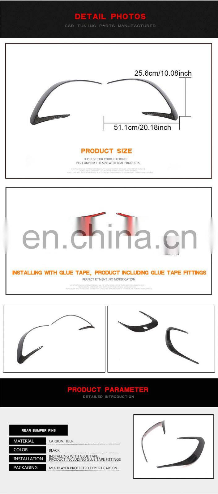 carbon fiber new rear bumper fins for Mercedes Benz AMG GT43 50 53 four doors 2019-2020