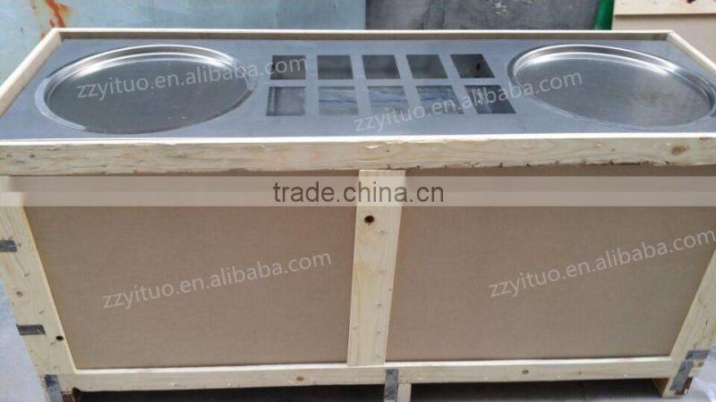 New Design Popular Double Plat pans Ice Cream Cold Plate Machine