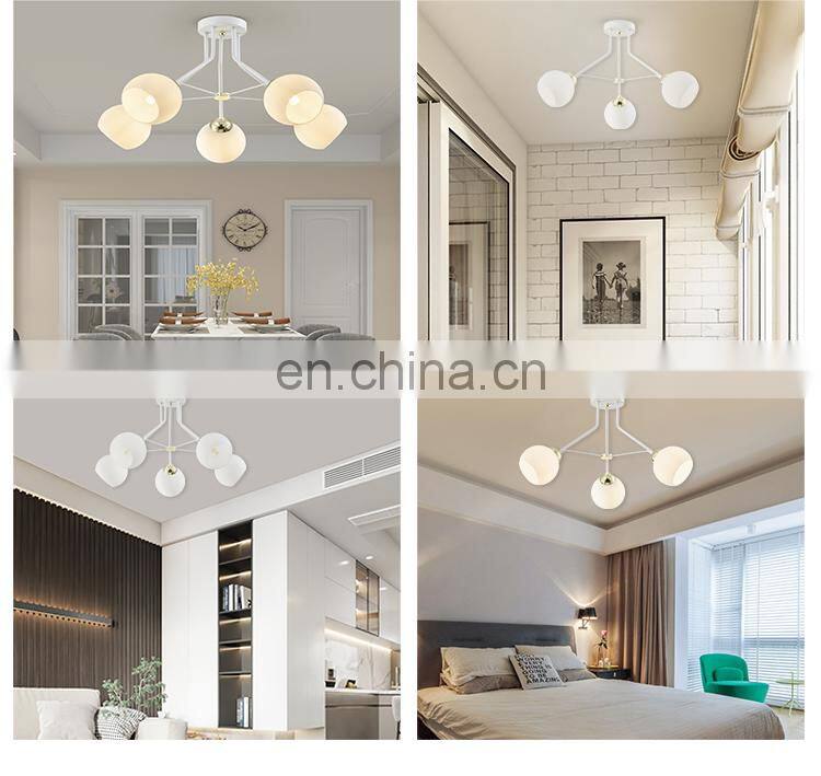 HUAYI American Style Romantic Simple Surface Mount Glass Balls Warm Bedroom Led Iron Indoor Ceiling Lamp