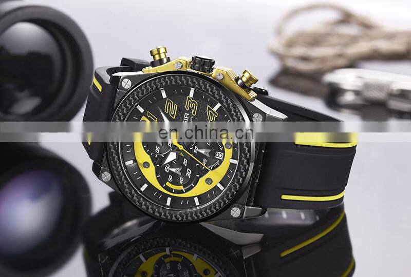 Megir 2051 Luxury Brand Silicone Strap Quartz Men Sport Watch High Quality Big Dials Megir Military Brand Quartz Watch