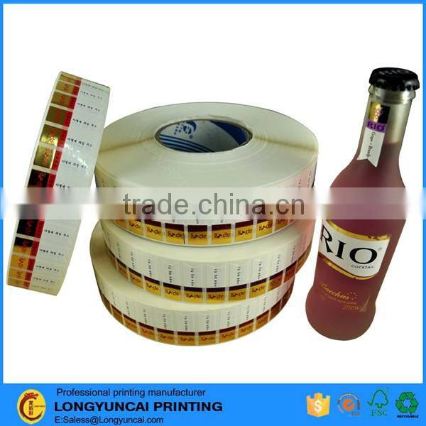 customized gold foil logo paper self adhesive roll sticker