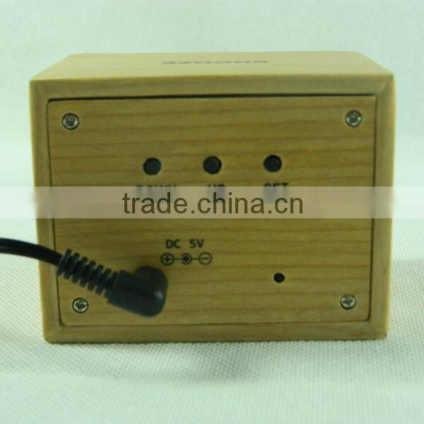 LED Digital Wooden Table Snooze Clock with Touch Function for Snooze