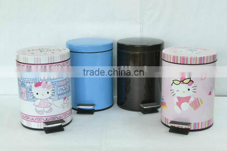 5L foot pedal waste bins household tin trash bins