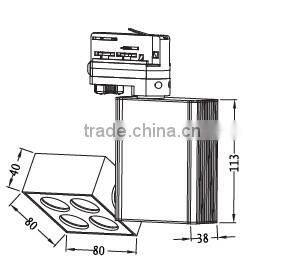 4X1W led manufacturer adjustable LED spotlight for three-phase busbars