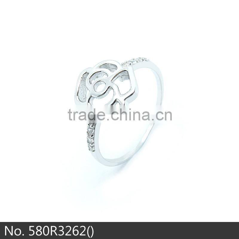 The new pave setting 925 silver female ring Camellia tail ring