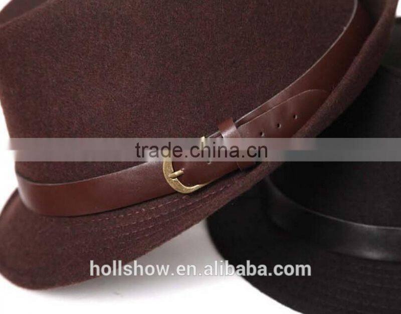 Star Favourite Trend All-match Man Women Trilby Fedora Cap With Leather Buckle