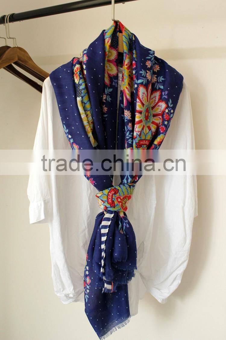 Newest Beautiful Flower Printed Fashion Lady Women Shawl Scarf Hijab