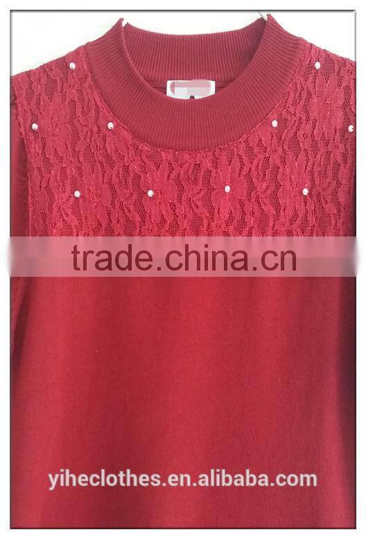 Decent little turtle neck knitting wear short-sleeve lace pullover