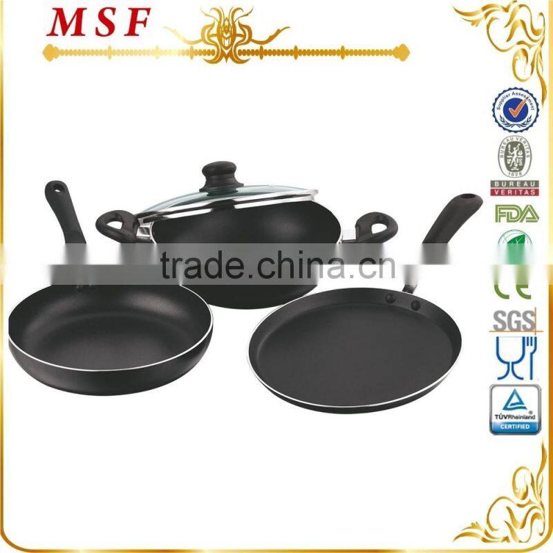 MSF Indian hot sale cookware 4pcs aluminum cookware set frypan tawa wok MSF-6301