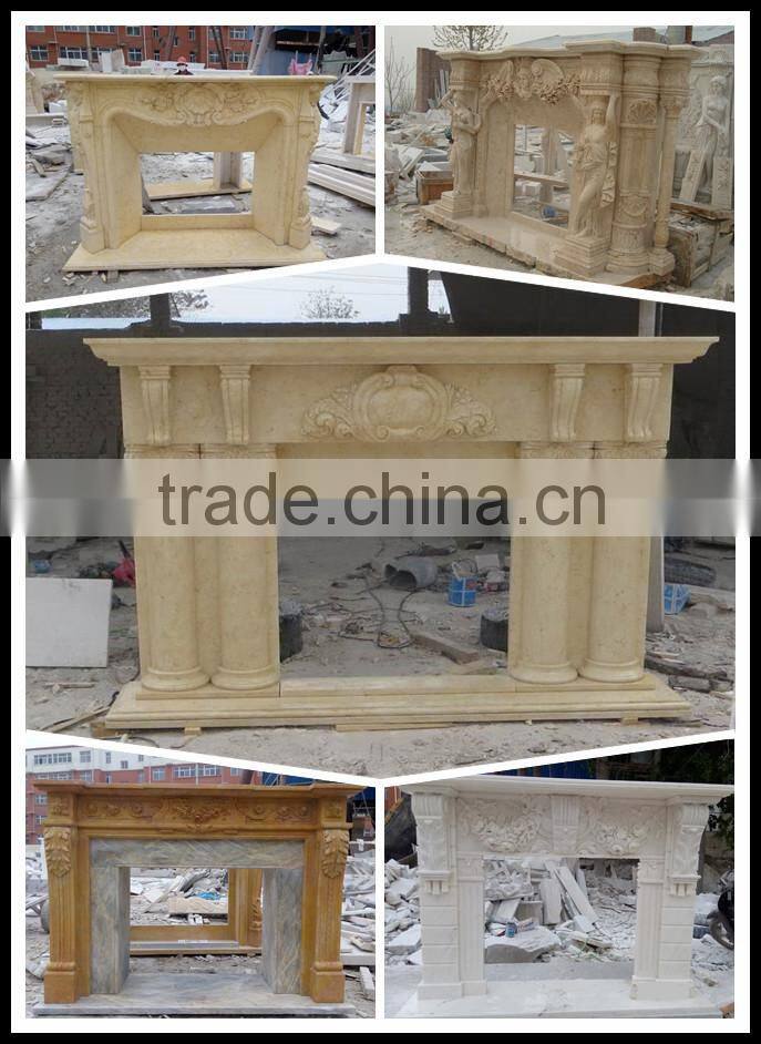 Flower-carved Carved Stone Decor Flame Electric Fireplace