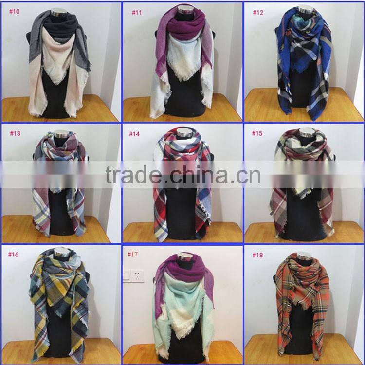 Hot selling winter tartan plaid scarf cashmere