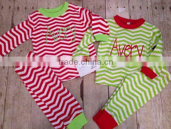 100 % Organic cotton kids striped Pajamas kids christmas pajamas wholesale