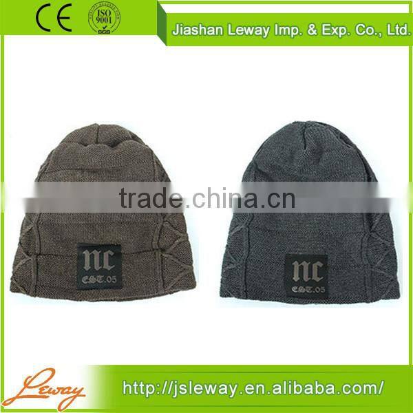 China Custom High Quality Acrylic Knit Plain Pattern Slouch Beanie