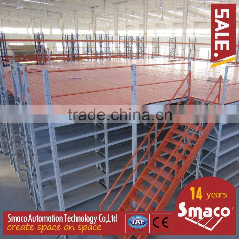 Functional mezzanine floor shelf rack