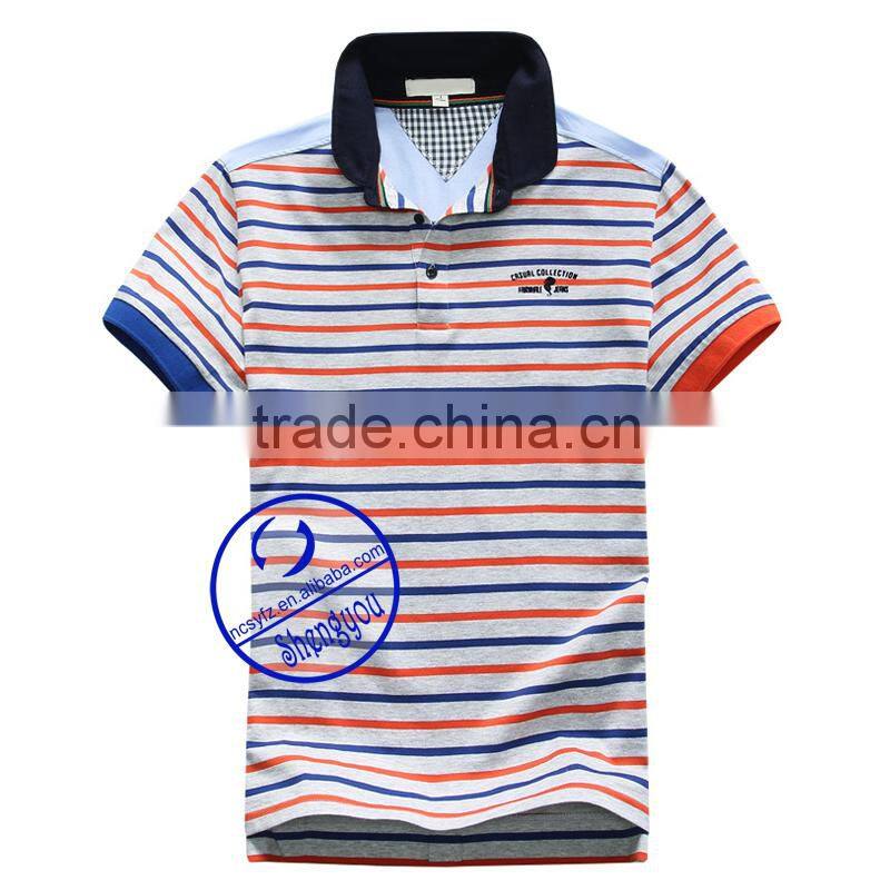 Fashion design cotton striped custom polo shirt for bulk wholesale