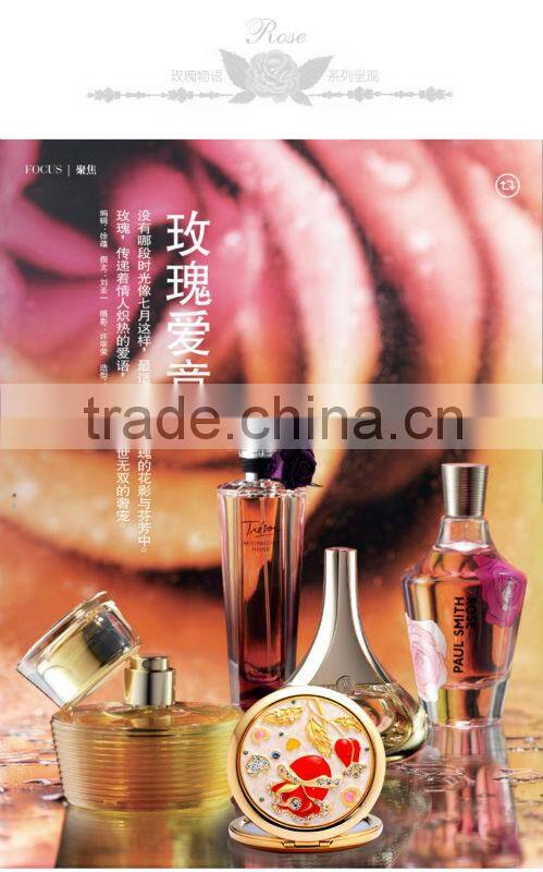 metal pocket antique cosmetic mirror with diamond