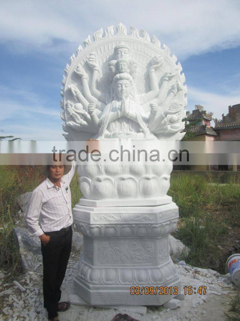 Thousand Hands Buddha Statue White Marble Hand Carving Sculpture No 02