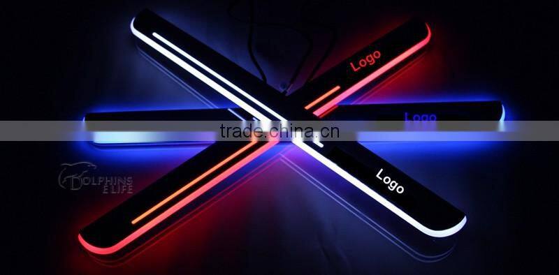 1 Pair Car LED Flash Door Sills Moving Scuff Plate Light Panel Front Door For Peugeot 2008 2014 2015 2016