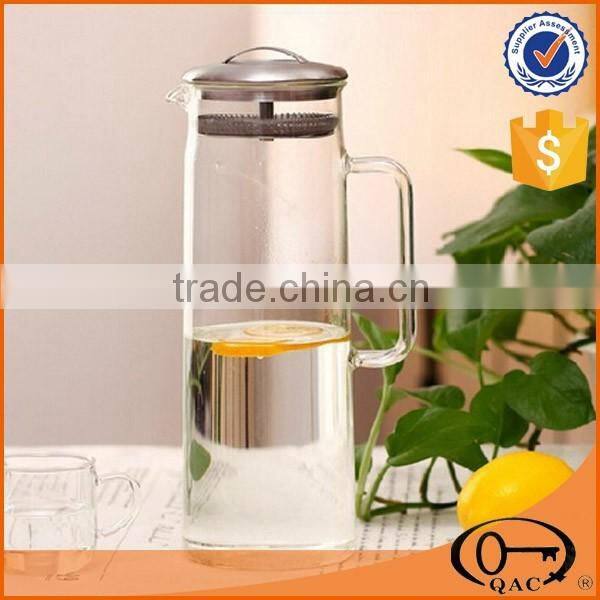 clear glass ice tea jug borosilicate glass water jug with glass lid
