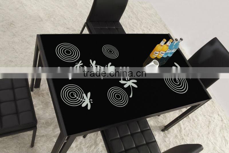Modern Cheap Square Glass Dining Table and 6 Chairs L855