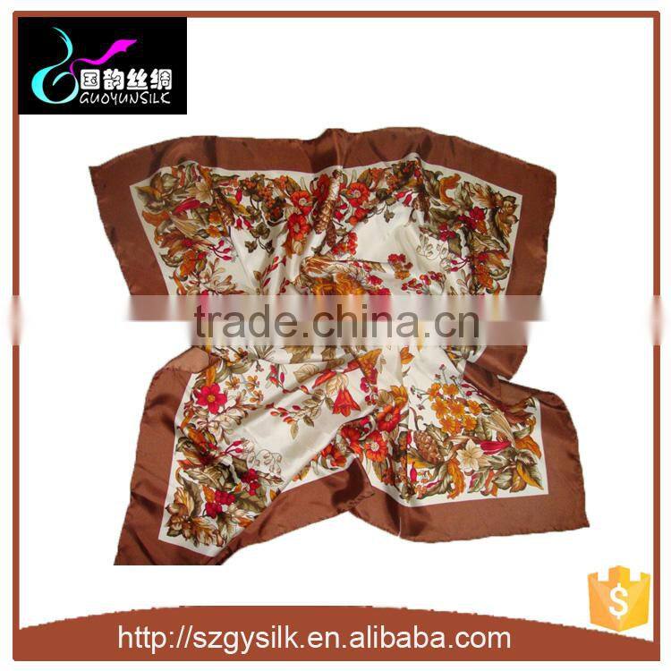 Name Brand 14MM Satin Silk Scarf with Hand Rolled Hem