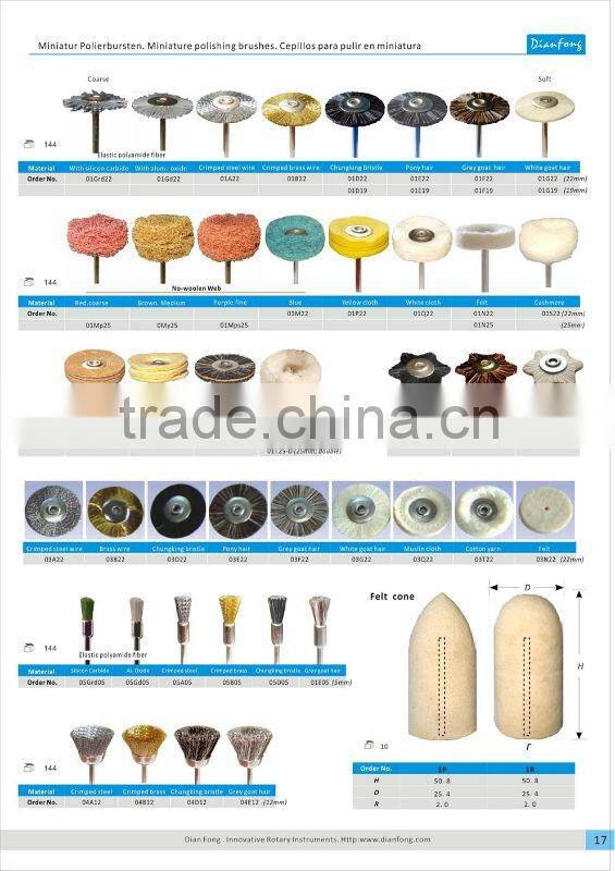 yellow cloth dental lab polishing brush