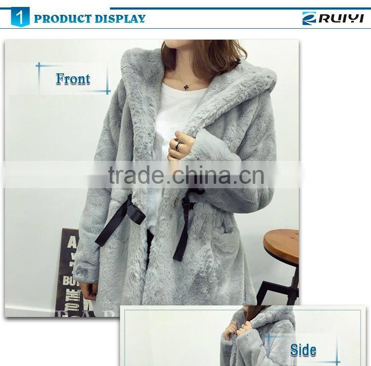 fashion korean style faux fur winter coat for young lady