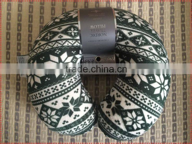 Travel foam pillow 100% car neck pillow neck massage pillow super soft fabric neck pillow LS-U-010-b