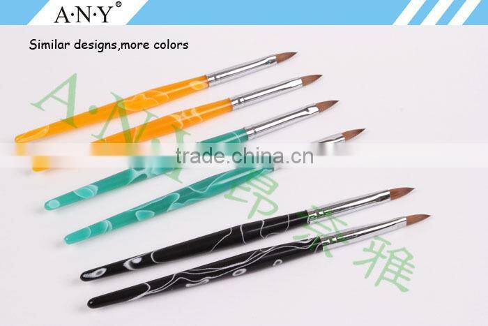 ANY Nail Art Plastic Acrylic Handle Pure Sable Nail Acrylic Brush Natural Hair