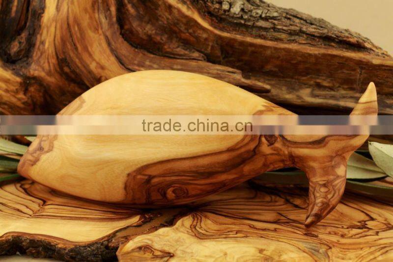 Olive Wood Decorative Carved Plate Fish Design