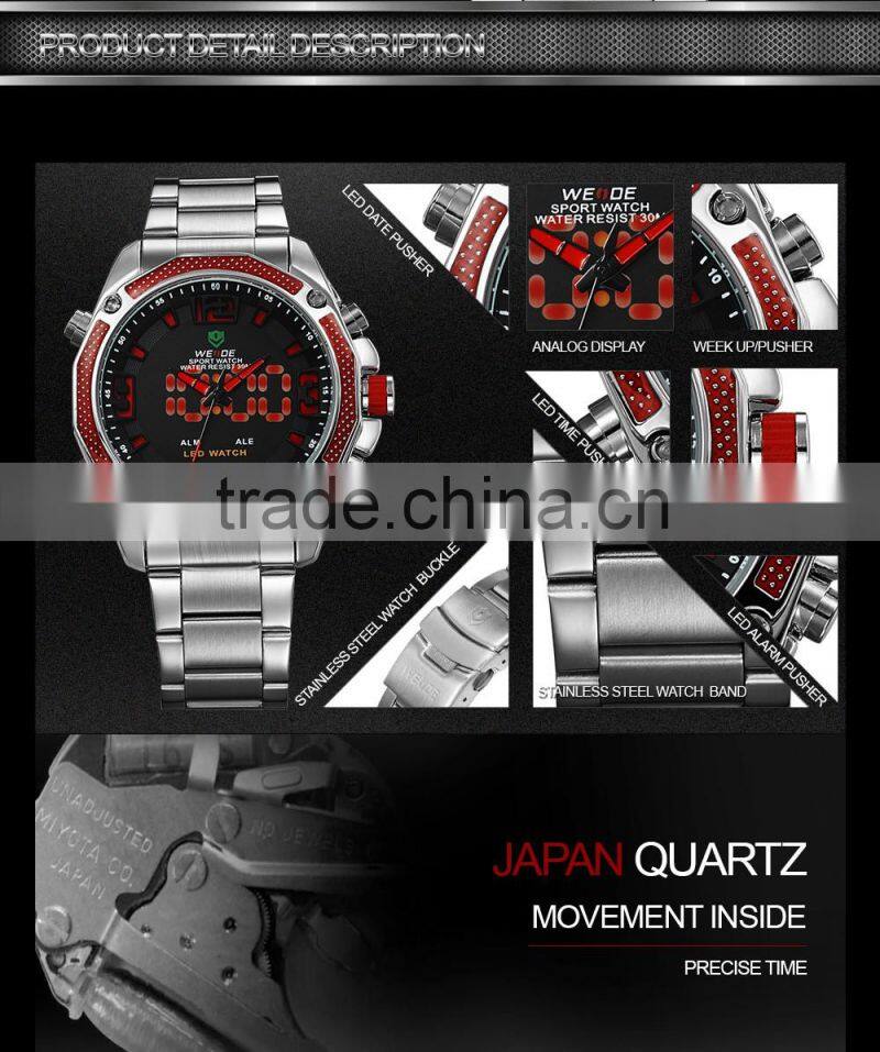 2014 WEIDE Men Watch JAPAN Miyota Quartz Watch Analog&Digital Military Watches,Luxury Brand Casual Watches /WH2306