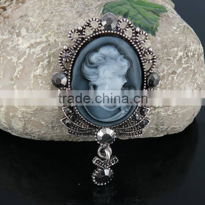 Custom Vintage Inspired Design Cameo Maiden Pin Artistic Handmade Brooch