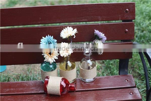best selling items lovely small round white / red / yellow / blue / green / purple glass flower vase wholesale