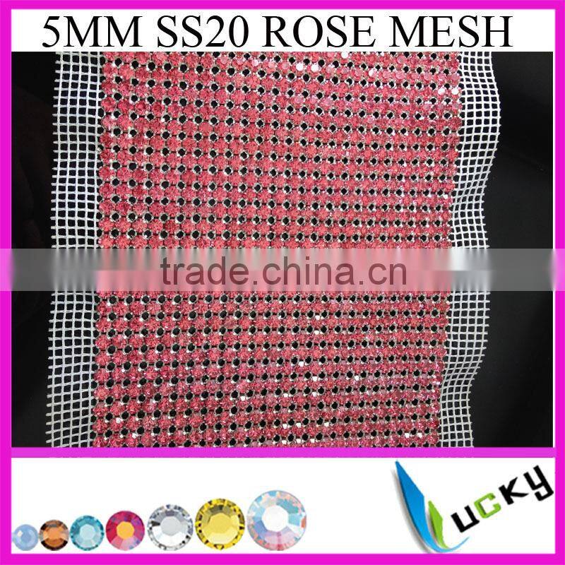 Factory price high quality silver 24 rows with clear crystal rhinestone trimming mesh for sewing wedding dress