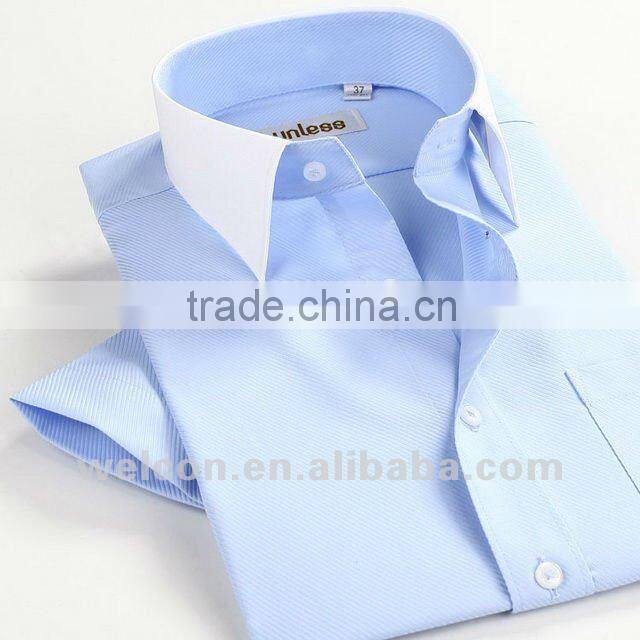 Pure cotton latest brand design hot sale fashion business dress dobby short sleeve shirts for men