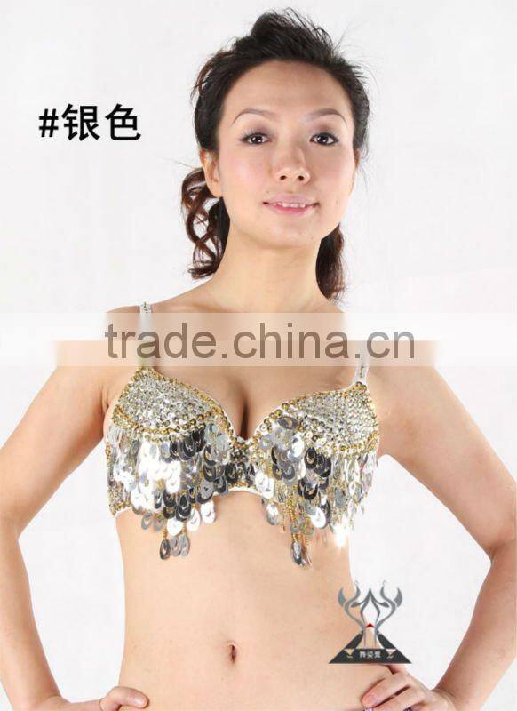 Cheap wholesale new hot fashion shiny elegant bellydance clothing,sexy sequin grade beaded belly dance bra (QC8004)