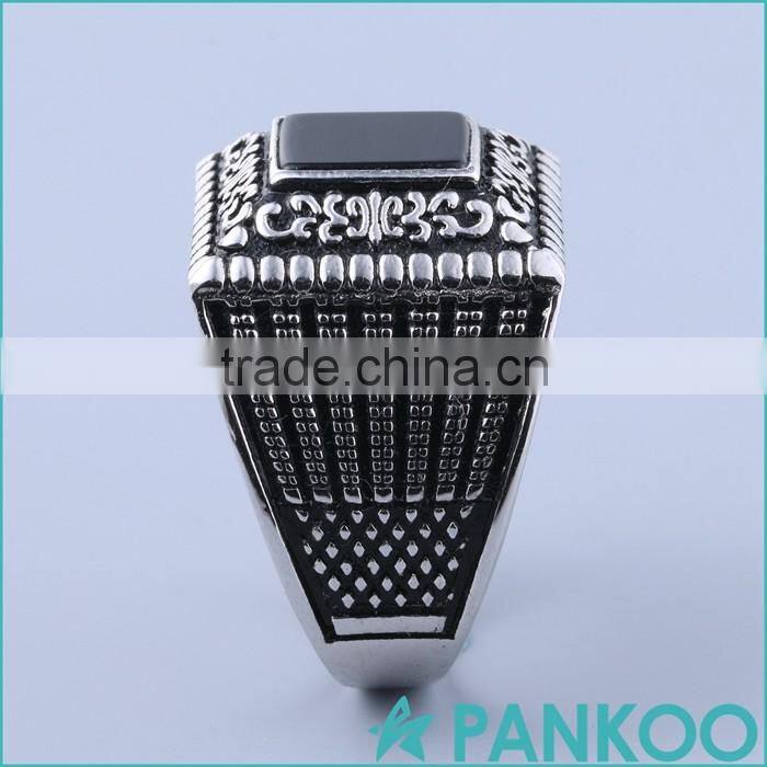 Wholesale retro top tier black gems 925 sterling silver rings engagement ring