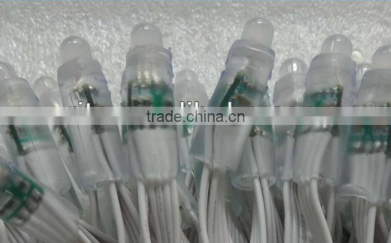 WHITE wire IP68 DC12V input 12mm through-hole LED RGB dump node;100pcs a string