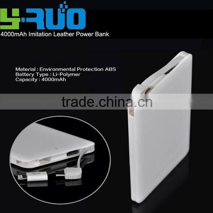 Mobile Power Bank Portable Charger with Built-in USB Charging Cable for Smartphones and Tablets