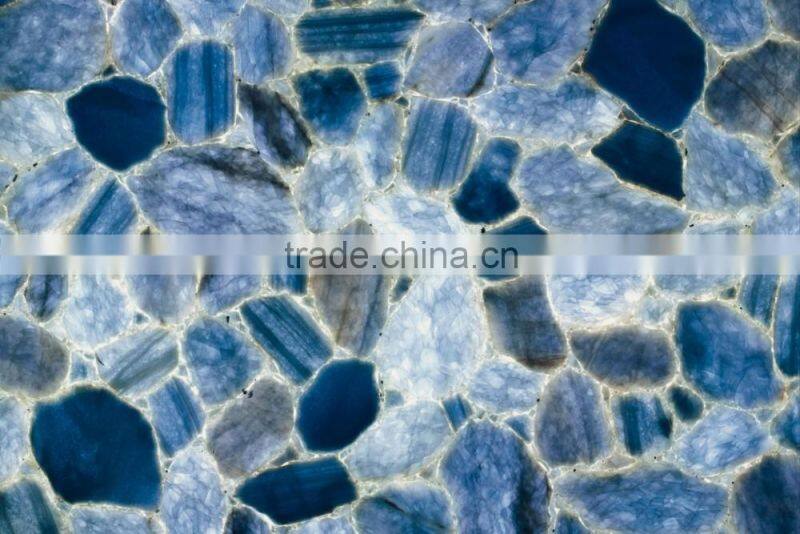 China Wholesale Grade A Ocean Blue Semi Precious Gemstone Agate Stone Slabs