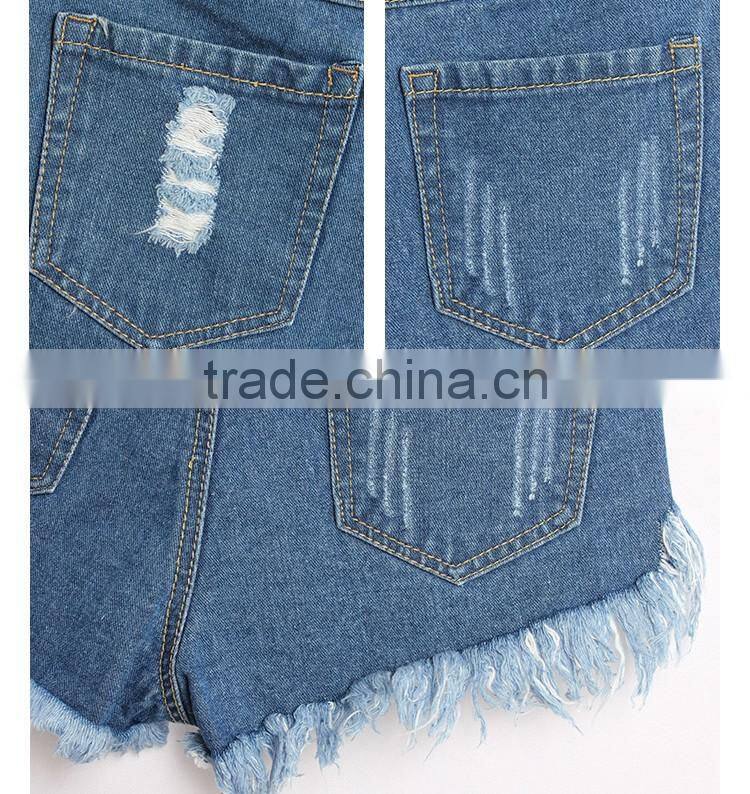 2016 Summer Women High Waist Hot Pants Ladies Decorated Metal Rivet Tassel Fringe Sexy Mini Ripped New Style Fashion Girls Jeans